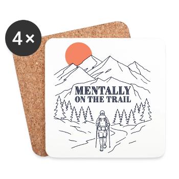 Montagnes - Mentalement sur la piste - Dessous de verre (lot de 4) - blanc - Devant