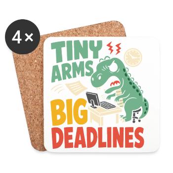 T-Rex with small arms in the office - Coasters (set of 4) - white - Front
