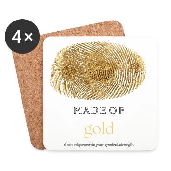 Aus Gold gefertigtes Fingerabdruck-Zitat-Design - Untersetzer (4er-Set) - Weiß - Vorne
