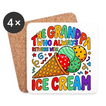 Opa mit Eiscreme - Coasters (set of 4) - white - Front