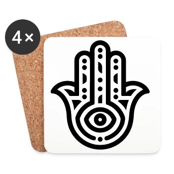 main de Fatma Hamsa - Dessous de verre (lot de 4) - blanc - Devant