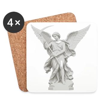 Engel mit Sense-Statue - Untersetzer (4er-Set) - Weiß - Vorne