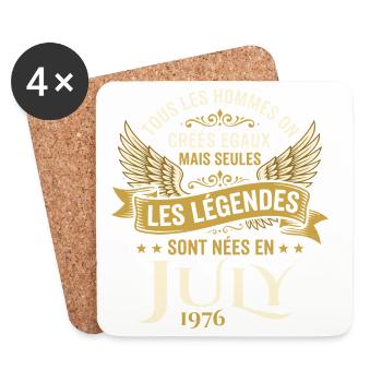 Légende Née En Juillet 1976 Anniversaire - Dessous de verre (lot de 4) - blanc - Devant