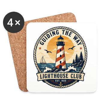 Guiding The Way Lighthouse Club Vintage Design - Coasters (set of 4) - white - Front