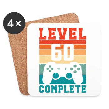 60th Birthday Level 60 Complete 60 Years Gamer - Coasters (set of 4) - white - Front