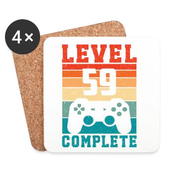 59e anniversaire Niveau 59 Joueur complet 59 ans - Dessous de verre (lot de 4) - blanc - Devant