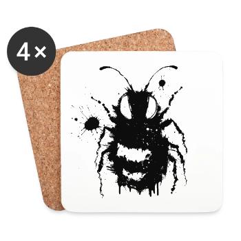 Abeille Street Art Grunge Noir - Dessous de verre (lot de 4) - blanc - Devant