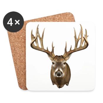 Deer Head with Majestic Antlers - Coasters (set of 4) - white - Front
