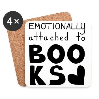 Emotionally Attached To Books, Black - Coasters (set of 4) - white - Front