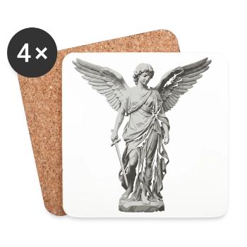 Winged Guardian Angel with Sword - Coasters (set of 4) - white - Front