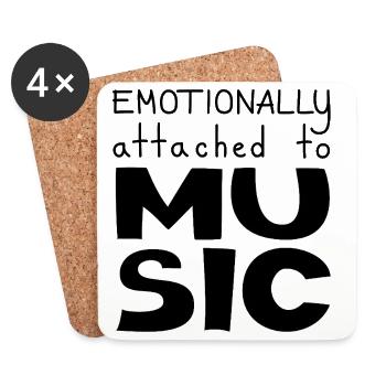 Emotionally Attached To Music, Black - Coasters (set of 4) - white - Front