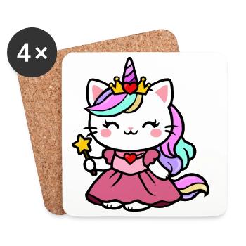 Cat Unicorn Princess - Coasters (set of 4) - white - Front