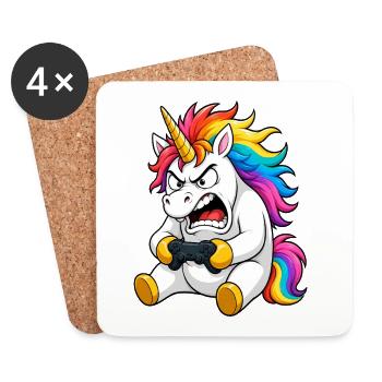 Funny Unicorn Gamer Rage Quit - Coasters (set of 4) - white - Front