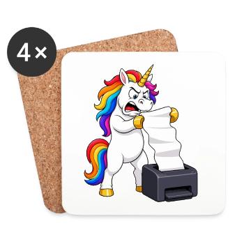 Funny Unicorn Printer Jam Rage - Coasters (set of 4) - white - Front