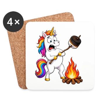 Funny Unicorn Camping Mishap - Coasters (set of 4) - white - Front
