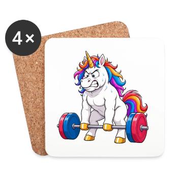 Funny Unicorn Gym Deadlift - Coasters (set of 4) - white - Front