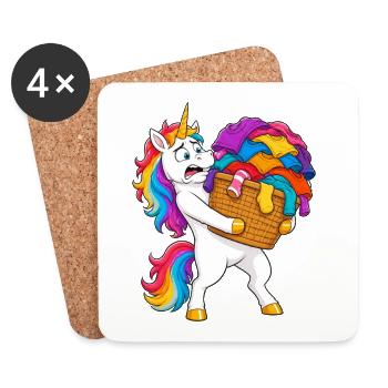 Avalanche de lessive de licorne drôle - Dessous de verre (lot de 4) - blanc - Devant