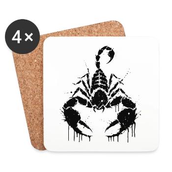 Scorpion encre noire silhouette - Dessous de verre (lot de 4) - blanc - Devant