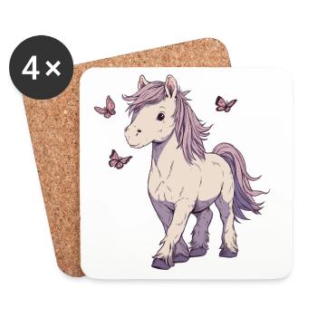 Franges avec des papillons - Dessous de verre (lot de 4) - blanc - Devant