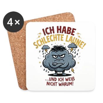 Schmollwolke Sturmlaune - Untersetzer (4er-Set) - Weiß - Vorne