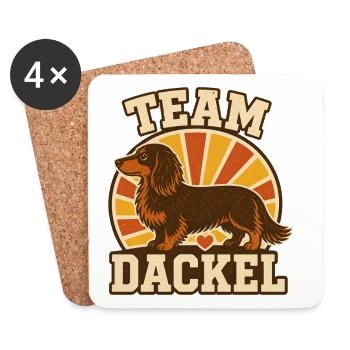 Équipe teckel – Drôle de diction d’amour pour chiens - Dessous de verre (lot de 4) - blanc - Devant