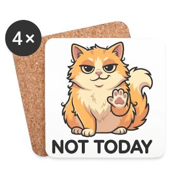 Not Today – Funny Cat - Coasters (set of 4) - white - Front