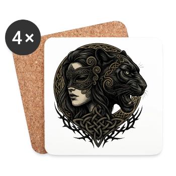 Dame de proue et animal en nœud celtique - Dessous de verre (lot de 4) - blanc - Devant