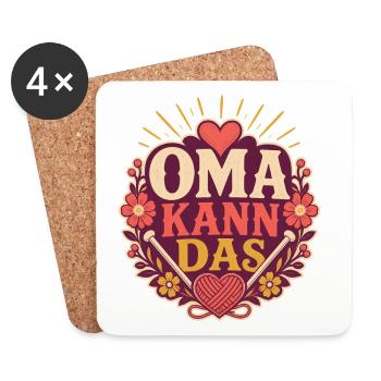 Oma kann das – Lustiger Oma Spruch - Untersetzer (4er-Set) - Weiß - Vorne