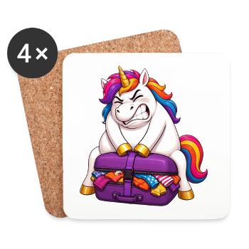 Unicorn Overpacked Suitcase - Coasters (set of 4) - white - Front