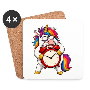 Grumpy Unicorn Alarm Clock Meltdown - Dessous de verre (lot de 4) - blanc - Devant