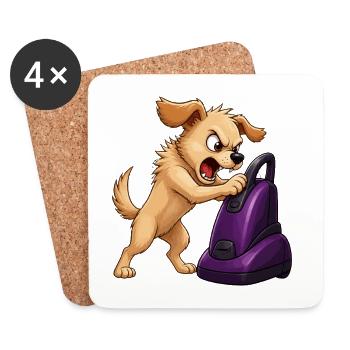 Angry Dog Vacuum Cleaner Showdown - Coasters (set of 4) - white - Front