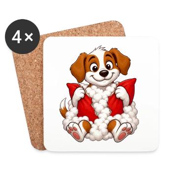 Guilty Puppy Pillow Explosion - Coasters (set of 4) - white - Front