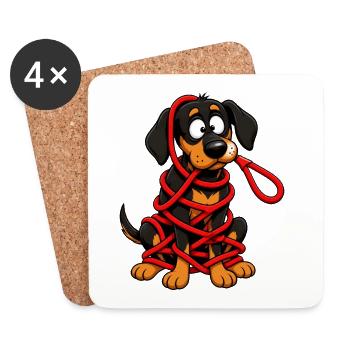 Hopelessly Tangled Dog Leash Disaster - Coasters (set of 4) - white - Front