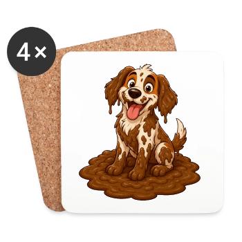 Joyeux Champion des Flaques de Chien Boueux - Dessous de verre (lot de 4) - blanc - Devant