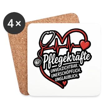 Pflegekraft Herzbeat Motiv - Untersetzer (4er-Set) - Weiß - Vorne