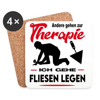 Fliesenleger Kacheler Plattenleger Beruf Arbeit - Untersetzer (4er-Set) - Weiß - Vorne