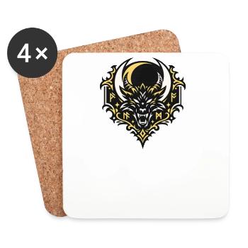 Couronne de dragon ornementée de runes - Dessous de verre (lot de 4) - blanc - Devant