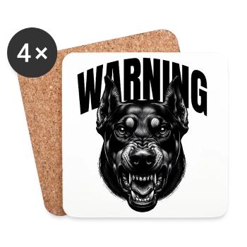 Dog Warning - Coasters (set of 4) - white - Front