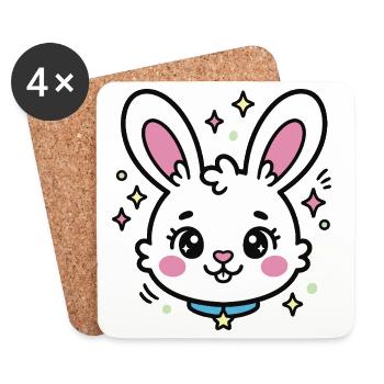 Pastel Star Luminous Bunny - Coasters (set of 4) - white - Front
