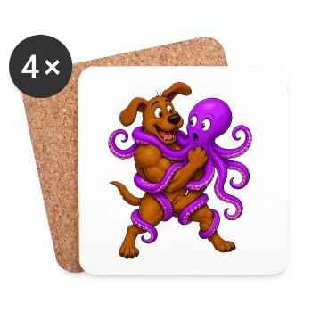 Hunderingen Lila Oktopus-Showdown - Untersetzer (4er-Set) - Weiß - Vorne