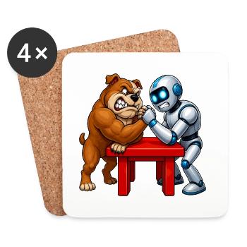 Bulldog Armdrücken Nervöser Roboter - Untersetzer (4er-Set) - Weiß - Vorne