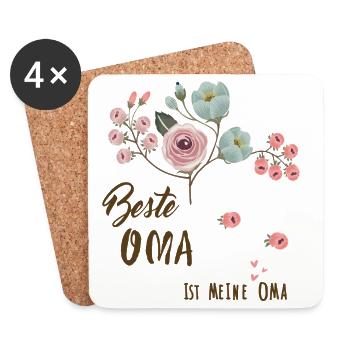Beste Oma Blütenbotschaft - Untersetzer (4er-Set) - Weiß - Vorne