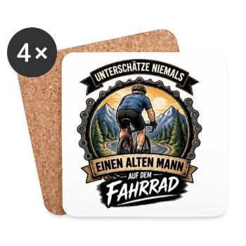 Unterschätze NIEMALS alten Mann auf dem Fahrrad - Untersetzer (4er-Set) - Weiß - Vorne