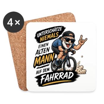 Nie Unterschätze Mann am Fahrrad - Untersetzer (4er-Set) - Weiß - Vorne