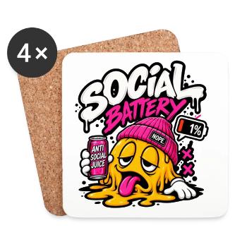 Social Battery Schmelze Grafik - Untersetzer (4er-Set) - Weiß - Vorne