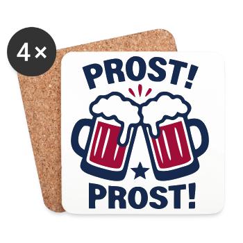 Prost Bierkruege Logo - Untersetzer (4er-Set) - Weiß - Vorne