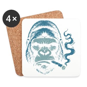 Gorilla mit Zigarrenporträt - Untersetzer (4er-Set) - Weiß - Vorne