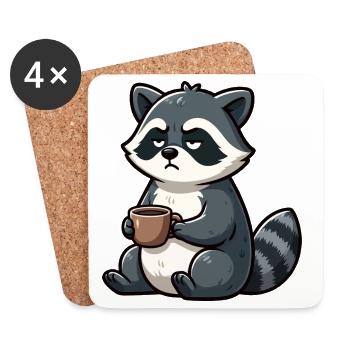 Waschbär Waschbären Waldtier lustiger Waschbär - Untersetzer (4er-Set) - Weiß - Vorne