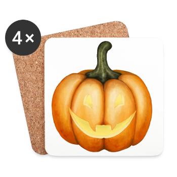 Halloween Kürbis Illustration - Untersetzer (4er-Set) - Weiß - Vorne