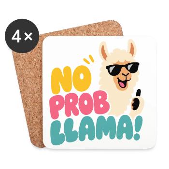 No Prob Llama – Lama mit Sonnenbrille - Untersetzer (4er-Set) - Weiß - Vorne